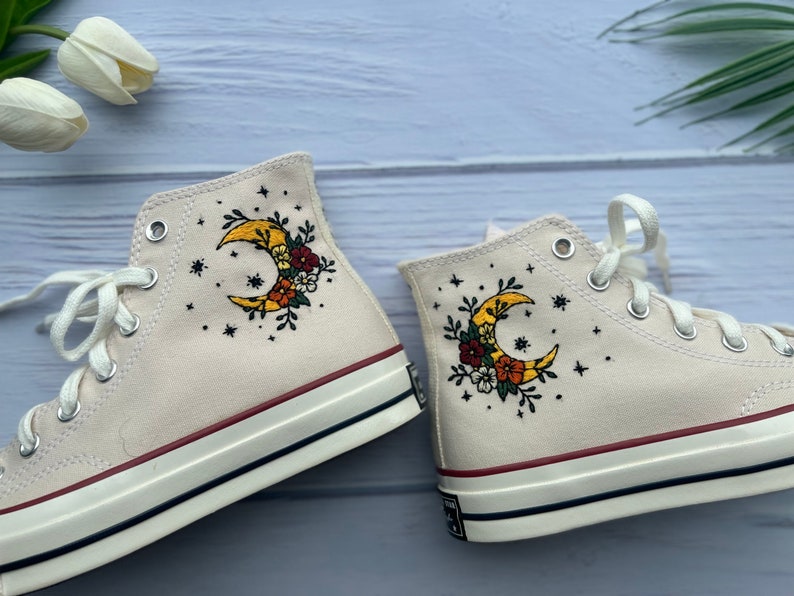 Moon and Flower Converse Embroidery