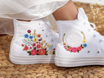 Colorful Rose Bouquet Converse Embroidery