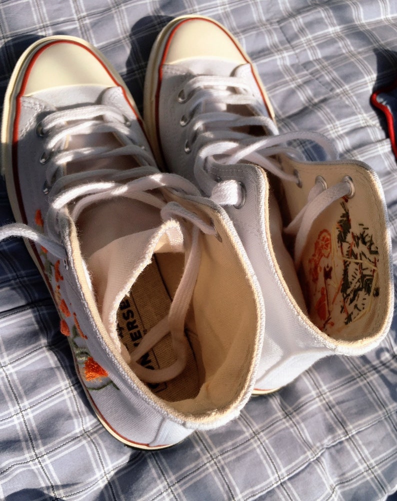 Orange Wildflowers Converse Embroidery
