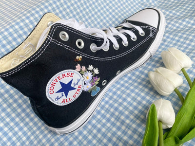 Mushrooms and Flowers Converse Embroidery