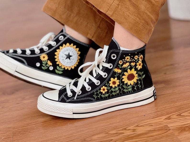 Sunflower Field Converse Embroidery