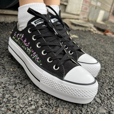 Lavender Meadow Converse Embroidery
