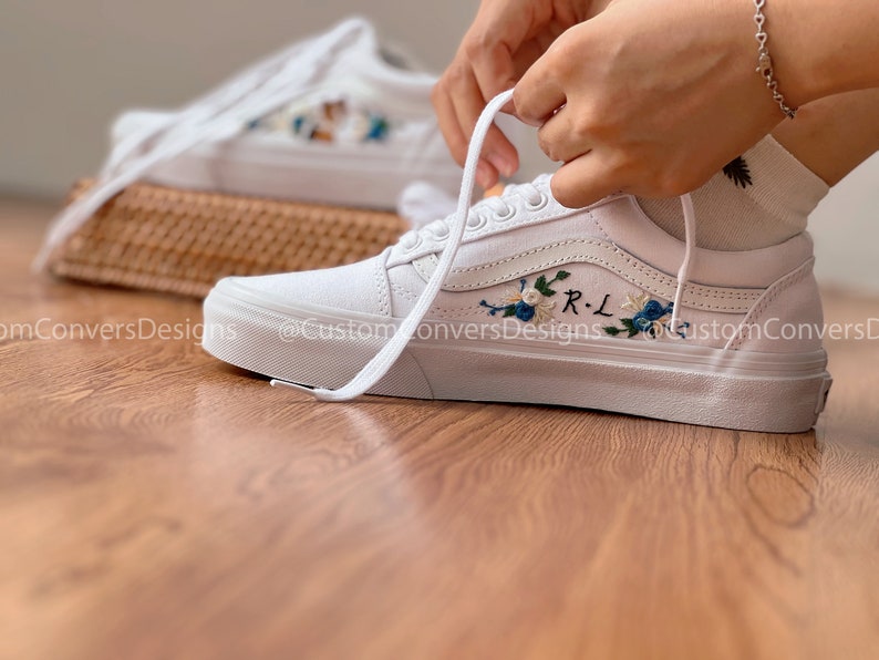 Embroidered Vans Sweet Corgi And Rose