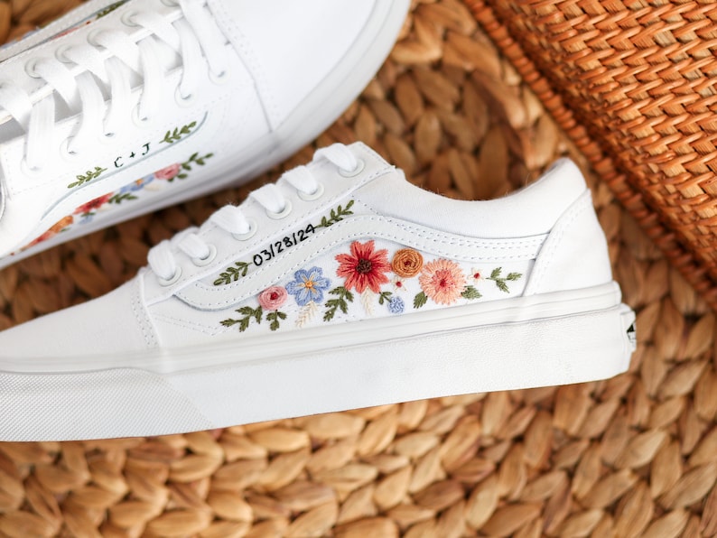 Multicolor Wildflowers Converse Embroidery