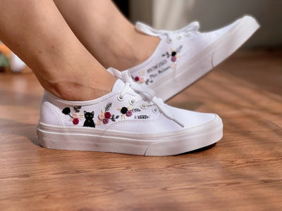 Black Cat Rose Converse Embroidery