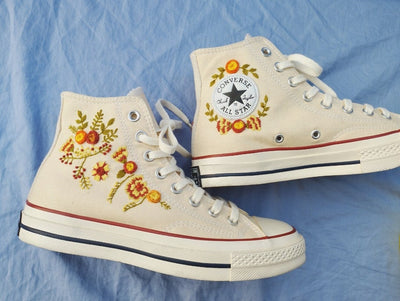 Yellow & Orange Wildflowers Converse Embroidery