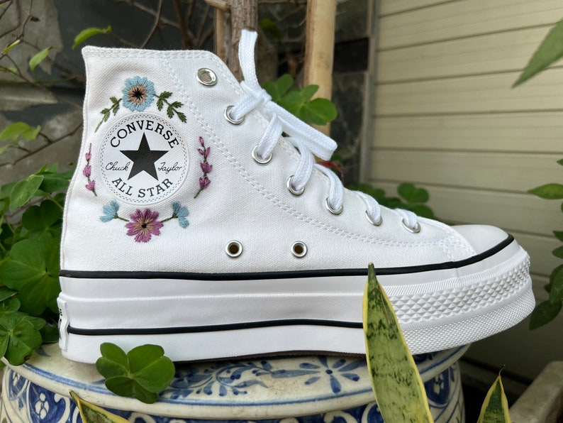 Ladybugs and Flowers Converse Embroidery