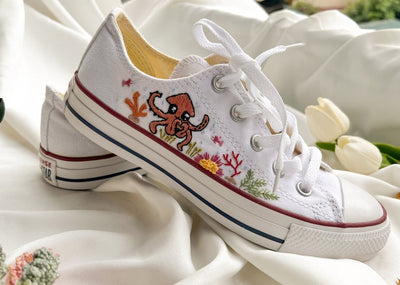 Mermaid and Squid Converse Embroidery