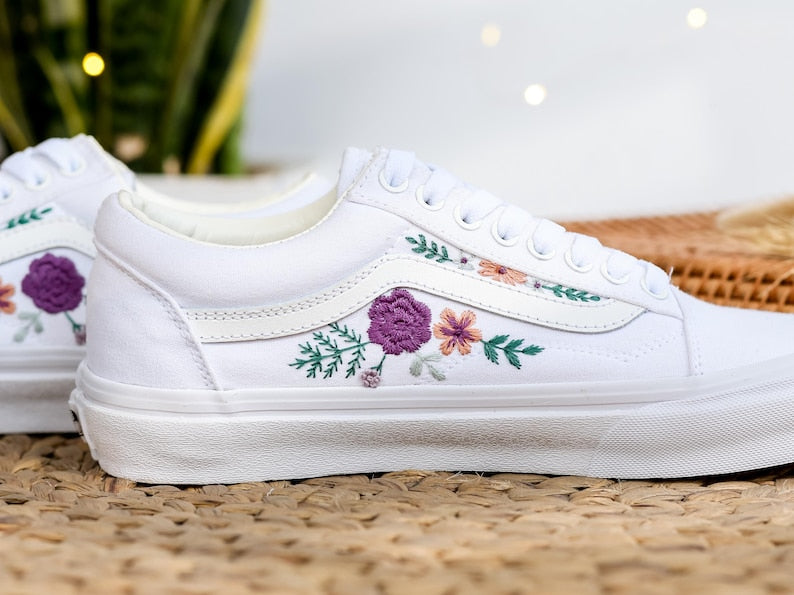 Purple Rose Wedding Converse Embroidery