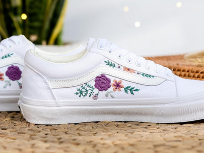 Purple Rose Wedding Converse Embroidery