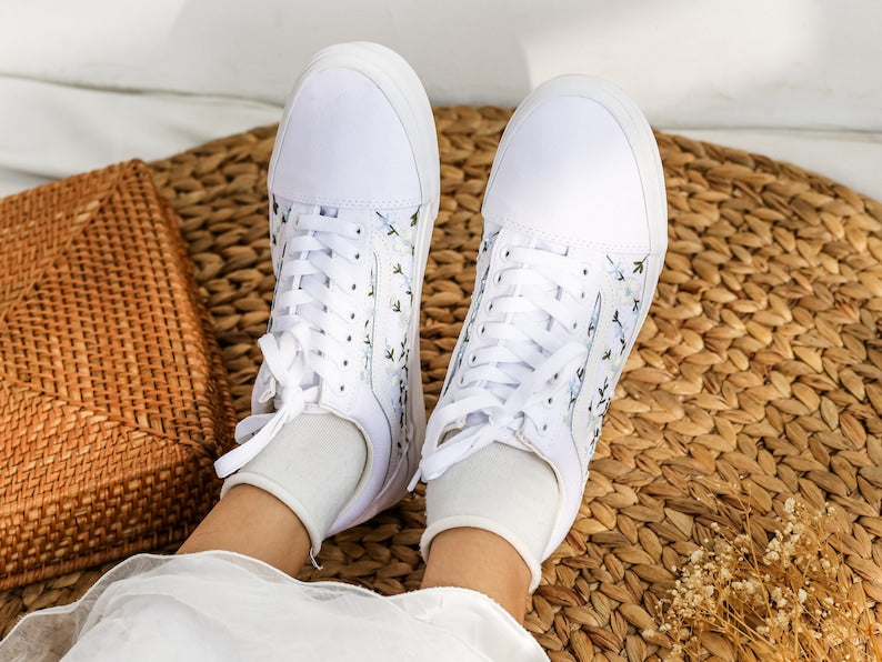 Blue Daisy Vine Converse Embroidery