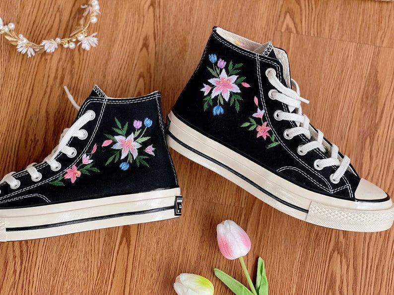 Pastel Wildflowers Converse Embroidery