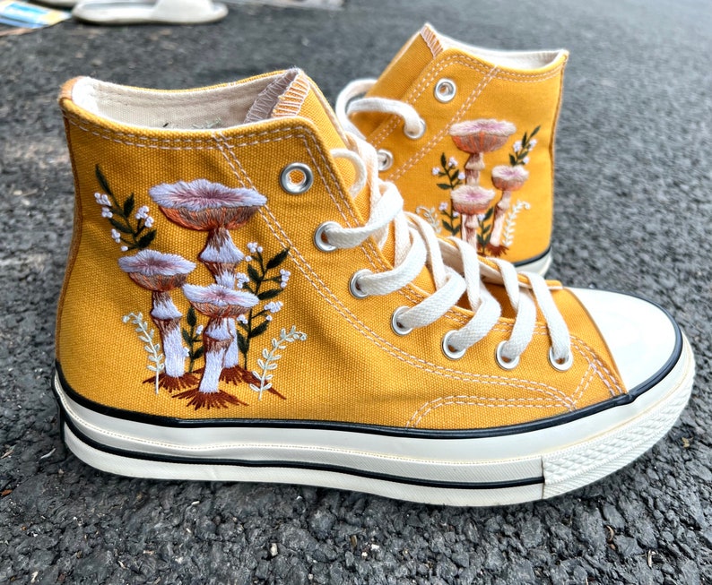 Orange Mushrooms Converse Embroidery