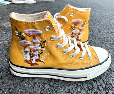 Orange Mushrooms Converse Embroidery