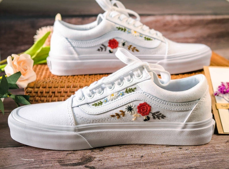 Dahlia Rose Garden Converse Embroidery