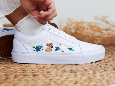 Blue Rose Fox Converse Embroidery