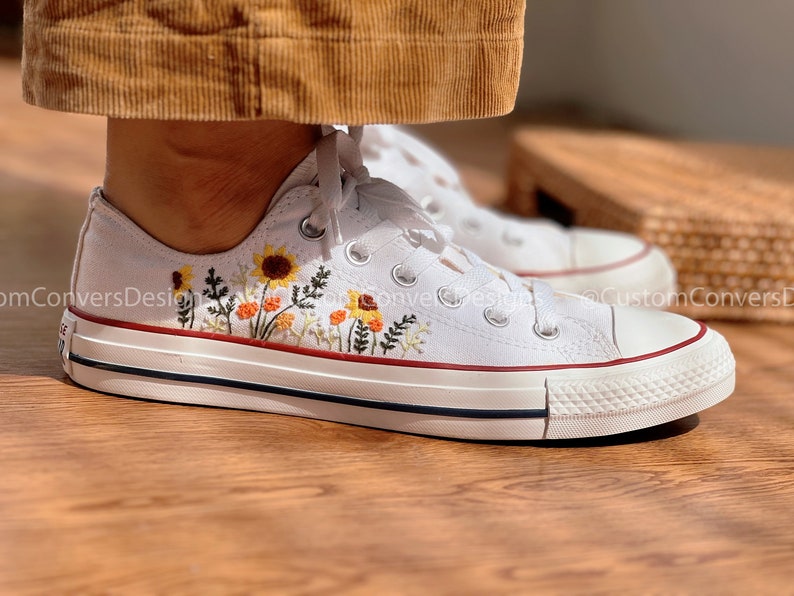 Embroidered Sneakers Sunflower Garden