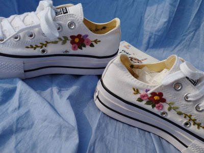 Custom Converse Platform Flower Embroidery