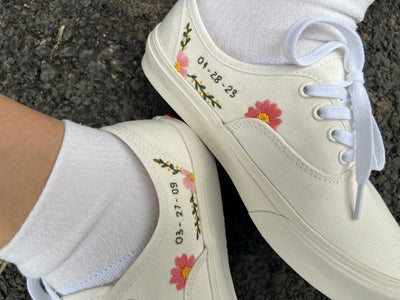 Pink Cosmos Garden Converse Embroidery