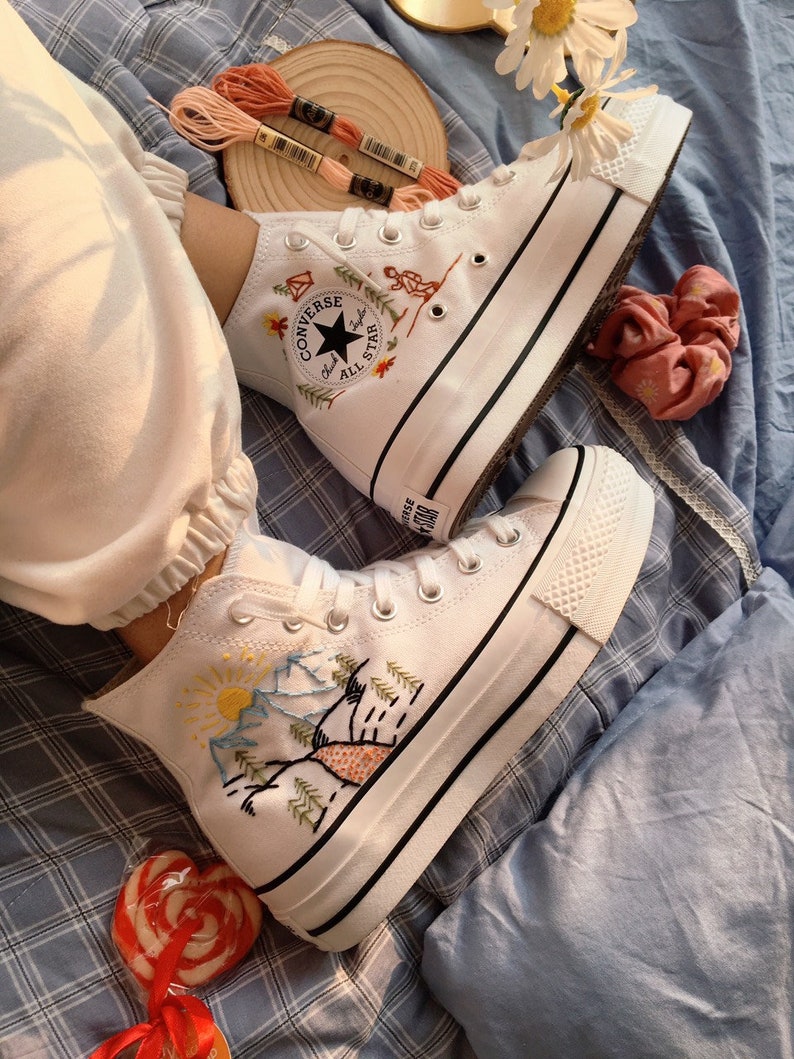 Mountain & Hiking Scene Converse Embroidery