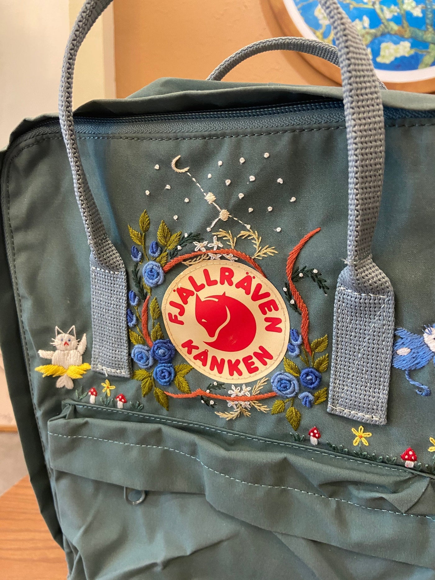 Kaken Backpack Cat Flower Embroidery