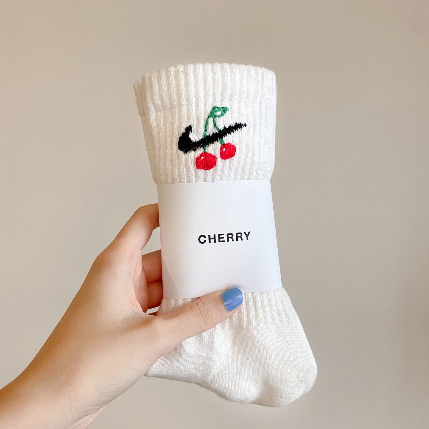 Embroidery Cherry Nike Socks