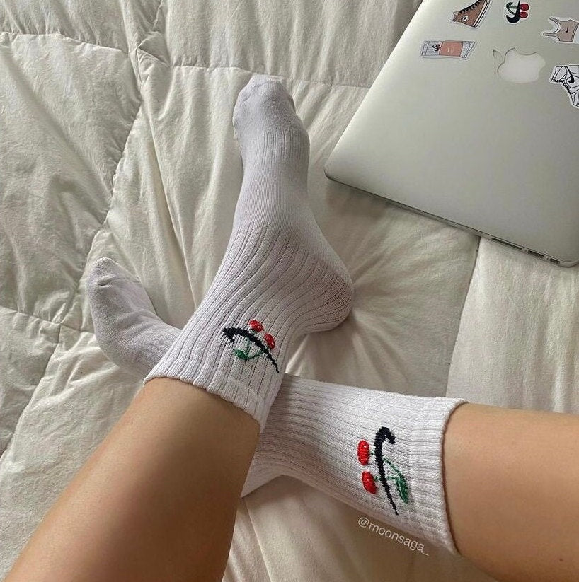 Embroidery Cherry Nike Socks