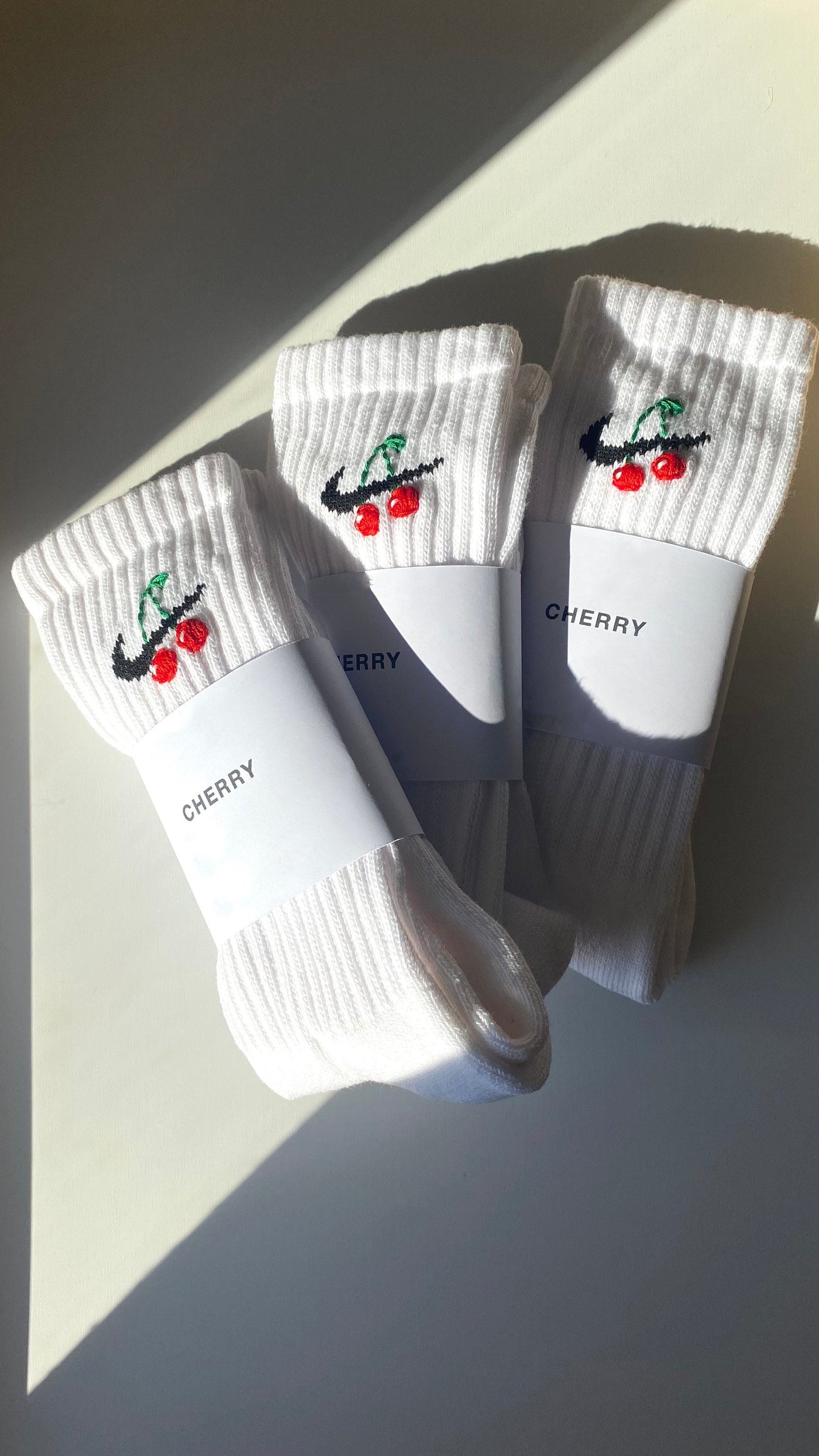 Embroidery Cherry Nike Socks