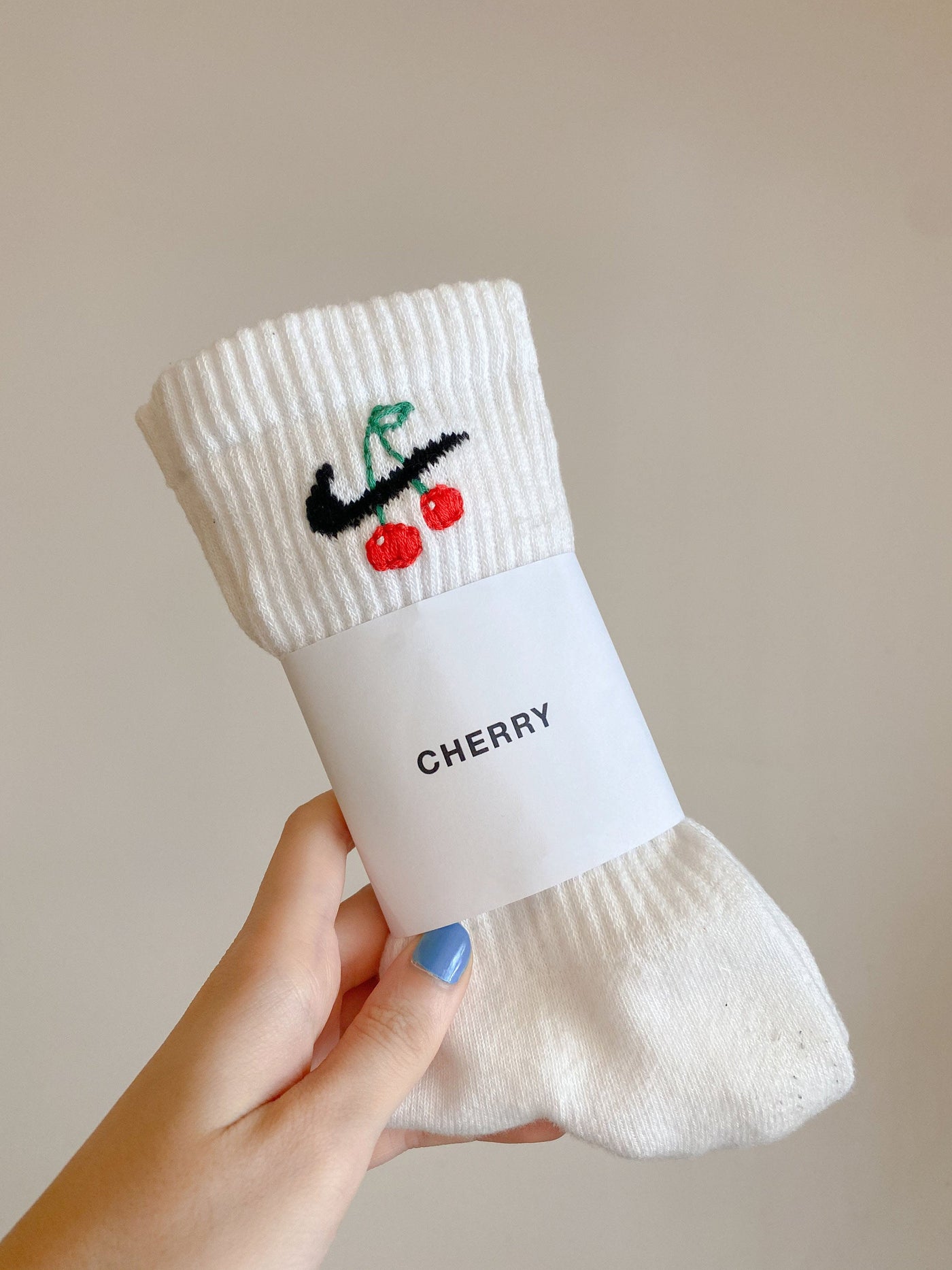 Embroidery Cherry Nike Socks